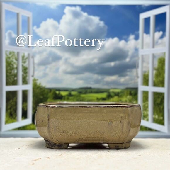 Beige Bonsai Clay/Ceramic Planter with Drainage Holes - Picture 1 of 10
